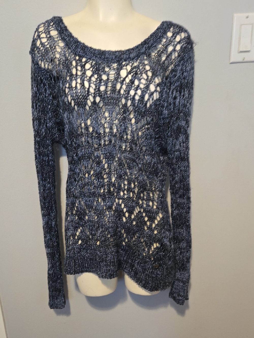 Harley-Davidson Open-Knit Scoop Neck Sweater — Navy Blue